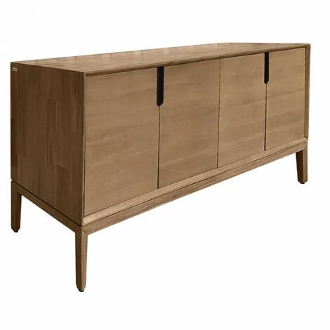 MEUBLETMOI Buffet En Bois D'acacia Avec Poignées En Métal Noir - KASSIA - Bois 1 MEUBLETMOI Buffet En Bois D'acacia Avec Poignées En Métal Noir - KASSIA - Bois