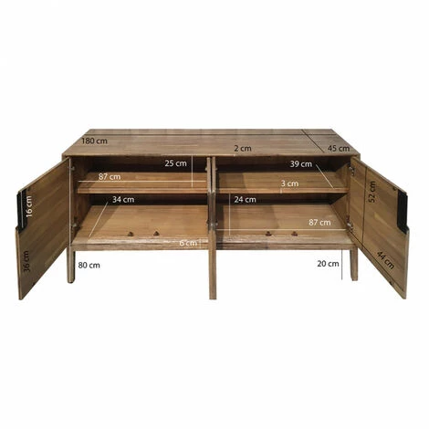 MEUBLETMOI Buffet En Bois D'acacia Avec Poignées En Métal Noir - KASSIA - Bois 5 MEUBLETMOI Buffet En Bois D'acacia Avec Poignées En Métal Noir - KASSIA - Bois – Image 5