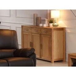 VENTE-UNIQUE.COM Buffet BROCELIANDE II - 3 Portes Et 3 Tiroirs - Chêne Huilé - Naturel Clair -Buffet et enfilade Soldes 59556160 2