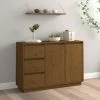 Buffet 111x34x75 Cm Bois Massif De Pin Marron Miel VidaXL
