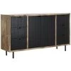 Buffet Meuble De Rangement En Bois De Manguier Coloris Noir/marron - Longueur 160 X Hauteur 90 X Profondeur 40 Cm -PEGANE-