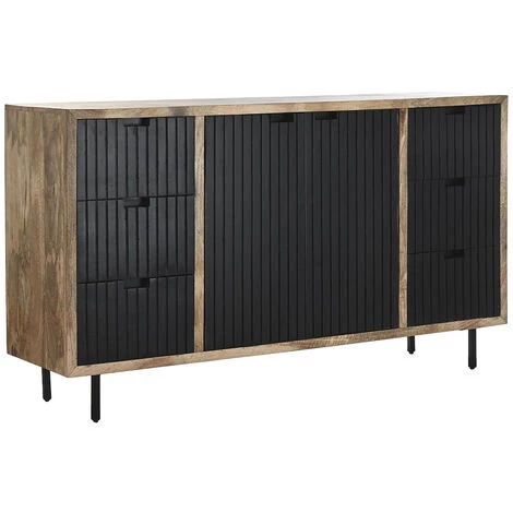 Buffet Meuble De Rangement En Bois De Manguier Coloris Noir/marron - Longueur 160 X Hauteur 90 X Profondeur 40 Cm -PEGANE- 1 Buffet Meuble De Rangement En Bois De Manguier Coloris Noir/marron - Longueur 160 X Hauteur 90 X Profondeur 40 Cm -PEGANE-