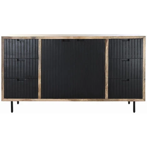 Buffet Meuble De Rangement En Bois De Manguier Coloris Noir/marron - Longueur 160 X Hauteur 90 X Profondeur 40 Cm -PEGANE- 2 Buffet Meuble De Rangement En Bois De Manguier Coloris Noir/marron - Longueur 160 X Hauteur 90 X Profondeur 40 Cm -PEGANE- – Image 2