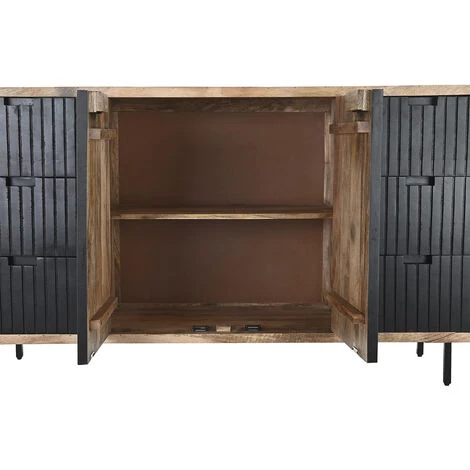 Buffet Meuble De Rangement En Bois De Manguier Coloris Noir/marron - Longueur 160 X Hauteur 90 X Profondeur 40 Cm -PEGANE- 3 Buffet Meuble De Rangement En Bois De Manguier Coloris Noir/marron - Longueur 160 X Hauteur 90 X Profondeur 40 Cm -PEGANE- – Image 3