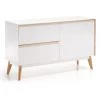 Buffet Meuble De Rangement Coloris Blanc / Naturel En Bois - Longueur 120 X Profondeur 42,5 X Hauteur 72 Cm -PEGANE-