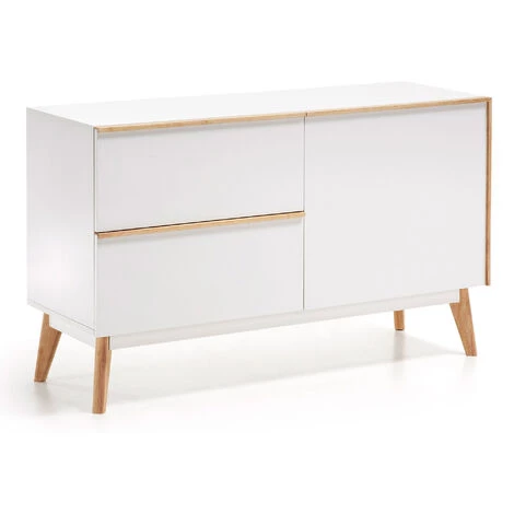 Buffet Meuble De Rangement Coloris Blanc / Naturel En Bois - Longueur 120 X Profondeur 42,5 X Hauteur 72 Cm -PEGANE- 1 Buffet Meuble De Rangement Coloris Blanc / Naturel En Bois - Longueur 120 X Profondeur 42,5 X Hauteur 72 Cm -PEGANE-
