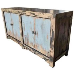 Buffet Meuble De Rangement En Bois Vieilli Bleu - Longueur 170 X Hauteur 85 X Profondeur 48 Cm -PEGANE- -Buffet et enfilade Soldes 59741949 3