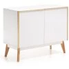 Buffet Meuble De Rangement Coloris Blanc / Naturel En Bois - Longueur 90 X Profondeur 42,5 X Hauteur 72 Cm -PEGANE-