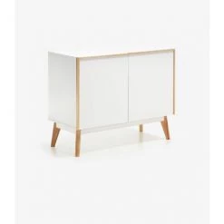 Buffet Meuble De Rangement Coloris Blanc / Naturel En Bois - Longueur 90 X Profondeur 42,5 X Hauteur 72 Cm -PEGANE- -Buffet et enfilade Soldes 59741973 2
