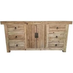 Buffet Meuble De Rangement En Bois Coloris Naturel - Longueur 180 X Hauteur 85 X Profondeur 45 Cm -PEGANE-