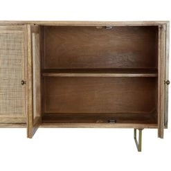 Buffet Meuble De Rangement En Bois De Manguier Et Rotin Coloris Naturel - Longueur 150 X Hauteur 77 X Profondeur 40 Cm -PEGANE- -Buffet et enfilade Soldes 59741984 3