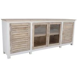 Buffet Meuble De Rangement En Bois Coloris Naturel/marron - Longueur 210 X Hauteur 82 X Profondeur 40cm -PEGANE-