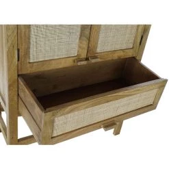 Buffet Haut Meuble De Rangement En Bois De Manguier Marron Foncé Et Rotin Coloris Naturel - Longueur 90 X Hauteur 160 X Profondeur 40 Cm -PEGANE- -Buffet et enfilade Soldes 59742104 4