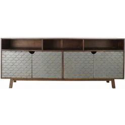 Buffet Meuble De Rangement En Bois De Manguier Coloris Marron Foncé/gris - Longueur 180 X Hauteur 75 X Profondeur 45 Cm -PEGANE- 6 Buffet Meuble De Rangement En Bois De Manguier Coloris Marron Foncé/gris - Longueur 180 X Hauteur 75 X Profondeur 45 Cm -PEGANE- -Buffet et enfilade Soldes 59742107 2