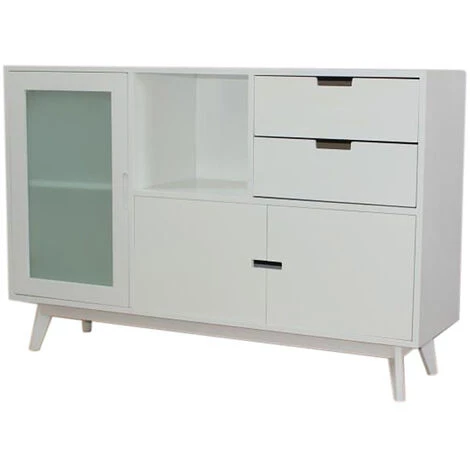 Buffet Meuble De Rangement En Bois De Paulownia Et MDF Coloris Blanc - Longueur 120 X Hauteur 80 X Profondeur 35 Cm -PEGANE- 1 Buffet Meuble De Rangement En Bois De Paulownia Et MDF Coloris Blanc - Longueur 120 X Hauteur 80 X Profondeur 35 Cm -PEGANE-