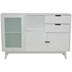 Buffet Meuble De Rangement En Bois De Paulownia Et MDF Coloris Blanc - Longueur 120 X Hauteur 80 X Profondeur 35 Cm -PEGANE- 5 Buffet Meuble De Rangement En Bois De Paulownia Et MDF Coloris Blanc - Longueur 120 X Hauteur 80 X Profondeur 35 Cm -PEGANE- -Buffet et enfilade Soldes 59742111 3