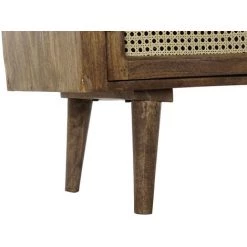 Buffet Meuble De Rangement En Bois De Manguier Marron Foncé Et Rotin Coloris Naturel - Longueur 150 X Hauteur 86 X Profondeur 40.5 Cm -PEGANE- -Buffet et enfilade Soldes 59742149 5