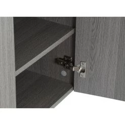 Buffet Meuble De Rangement En Bois Chêne , Aluminium Et Verre Coloris Gris - Longueur 165 X Hauteur 76 X Profondeur 39 Cm -PEGANE- -Buffet et enfilade Soldes 59742151 4