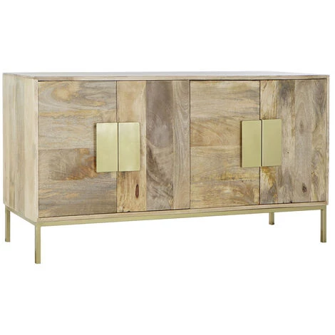 Buffet Meuble De Rangement En Bois De Manguier Coloris Marron Clair Et Métal Doré - Longueur 147 X Hauteur 75 X Profondeur 43 Cm -PEGANE- 1 Buffet Meuble De Rangement En Bois De Manguier Coloris Marron Clair Et Métal Doré - Longueur 147 X Hauteur 75 X Profondeur 43 Cm -PEGANE-