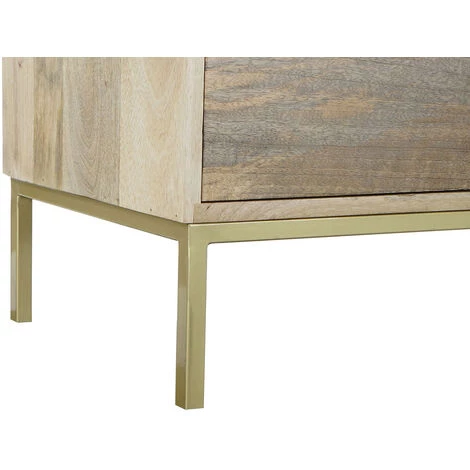 Buffet Meuble De Rangement En Bois De Manguier Coloris Marron Clair Et Métal Doré - Longueur 147 X Hauteur 75 X Profondeur 43 Cm -PEGANE- 5 Buffet Meuble De Rangement En Bois De Manguier Coloris Marron Clair Et Métal Doré - Longueur 147 X Hauteur 75 X Profondeur 43 Cm -PEGANE- – Image 5
