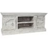 Buffet Meuble De Rangement En Bois De Manguier Et Métal Coloris Blanc Vintage - Longueur 160 X Hauteur 65 X Profondeur 40 Cm -PEGANE-