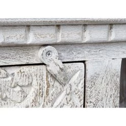 Buffet Meuble De Rangement En Bois De Manguier Et Métal Coloris Blanc Vintage - Longueur 160 X Hauteur 65 X Profondeur 40 Cm -PEGANE- -Buffet et enfilade Soldes 59742203 3