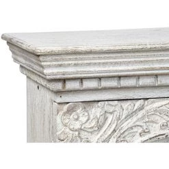 Buffet Meuble De Rangement En Bois De Manguier Et Métal Coloris Blanc Vintage - Longueur 160 X Hauteur 65 X Profondeur 40 Cm -PEGANE- -Buffet et enfilade Soldes 59742203 5