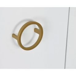 Buffet Haut Meuble De Rangement En Bois De Manguier Blanc Et Métal Doré - Longueur 80 X Hauteur 80 X Profondeur 37.5 Cm -PEGANE- -Buffet et enfilade Soldes 59742220 5