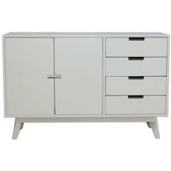 Buffet Meuble De Rangement En Bois De Paulownia Et MDF Coloris Blanc - Longueur 100 X Hauteur 65.5 X Profondeur 35 Cm -PEGANE- -Buffet et enfilade Soldes 59742253 3