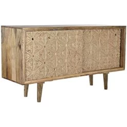 Buffet Meuble De Rangement En Bois De De Manguier Et Bouleau Coloris Naturel - Longueur 160 X Hauteur 75 X Profondeur 40 Cm -PEGANE-