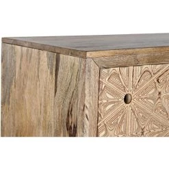 Buffet Meuble De Rangement En Bois De De Manguier Et Bouleau Coloris Naturel - Longueur 160 X Hauteur 75 X Profondeur 40 Cm -PEGANE- -Buffet et enfilade Soldes 59742262 5