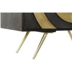 Buffet Haut Meuble De Rangement En Bois De Manguier Et Laiton Coloris Noir Et Doré - Longueur 102 X Hauteur 91 X Profondeur 40 Cm -PEGANE- 8 Buffet Haut Meuble De Rangement En Bois De Manguier Et Laiton Coloris Noir Et Doré - Longueur 102 X Hauteur 91 X Profondeur 40 Cm -PEGANE- -Buffet et enfilade Soldes 59742339 4