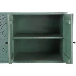 Buffet Meuble De Rangement En Bois Coloris Turquoise/blanc - Longueur 200 X Hauteur 85 X Profondeur 55 Cm -PEGANE- 7 Buffet Meuble De Rangement En Bois Coloris Turquoise/blanc - Longueur 200 X Hauteur 85 X Profondeur 55 Cm -PEGANE- -Buffet et enfilade Soldes 59742342 3