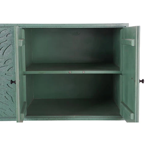 Buffet Meuble De Rangement En Bois Coloris Turquoise/blanc - Longueur 200 X Hauteur 85 X Profondeur 55 Cm -PEGANE- 3 Buffet Meuble De Rangement En Bois Coloris Turquoise/blanc - Longueur 200 X Hauteur 85 X Profondeur 55 Cm -PEGANE- – Image 3