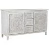 Buffet Meuble De Rangement En Bois De Manguier Coloris Blanc - Longueur 140 X Hauteur 80 X Profondeur 40 Cm -PEGANE-