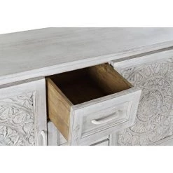 Buffet Meuble De Rangement En Bois De Manguier Coloris Blanc - Longueur 140 X Hauteur 80 X Profondeur 40 Cm -PEGANE- -Buffet et enfilade Soldes 59742347 4