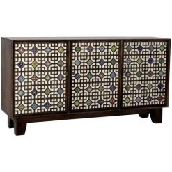 Buffet Meuble De Rangement En Bois De Manguier, Coloris Marron Foncé - Longueur 150 X Hauteur 80 X Profondeur 38 Cm -PEGANE-