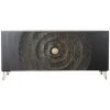 Buffet Meuble De Rangement En Bois De Manguier Et Métal Coloris Noir - Longueur 160 X Hauteur 75 X Profondeur 45 Cm -PEGANE-