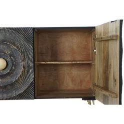 Buffet Meuble De Rangement En Bois De Manguier Et Métal Coloris Noir - Longueur 160 X Hauteur 75 X Profondeur 45 Cm -PEGANE- -Buffet et enfilade Soldes 59742423 4