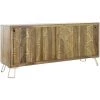 Buffet Meuble De Rangement En Bois De Sheesham Et Métal Coloris Naturel Motif Feuille - Longueur 160 X Hauteur 75 X Profondeur 45 Cm -PEGANE-