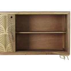 Buffet Meuble De Rangement En Bois De Sheesham Et Métal Coloris Naturel Motif Feuille - Longueur 160 X Hauteur 75 X Profondeur 45 Cm -PEGANE- -Buffet et enfilade Soldes 59742432 3