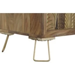 Buffet Meuble De Rangement En Bois De Sheesham Et Métal Coloris Naturel Motif Feuille - Longueur 160 X Hauteur 75 X Profondeur 45 Cm -PEGANE- -Buffet et enfilade Soldes 59742432 4