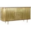 Buffet Meuble De Rangement En Bois De Manguier Et Laiton Coloris Doré - Longueur 150 X Hauteur 77 X Profondeur 43 Cm -PEGANE-