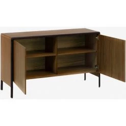 Buffet Meuble De Rangement Coloris Naturel En Contreplaqué De Noyer - Longueur 140 X Profondeur 48 X Hauteur 82 Cm -PEGANE- -Buffet et enfilade Soldes 59742456 5