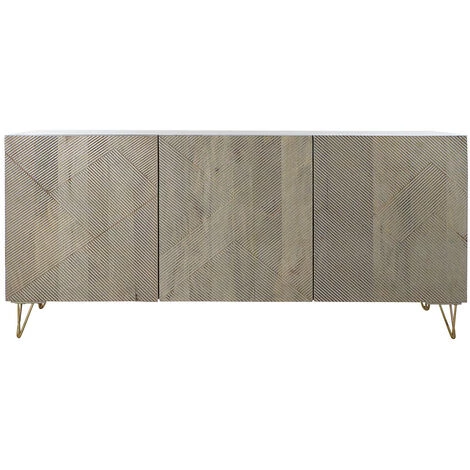 Buffet Meuble De Rangement En Bois De Manguier Et Métal Coloris Gris - Longueur 160 X Hauteur 75 X Profondeur 45 Cm -PEGANE- 2 Buffet Meuble De Rangement En Bois De Manguier Et Métal Coloris Gris - Longueur 160 X Hauteur 75 X Profondeur 45 Cm -PEGANE- – Image 2