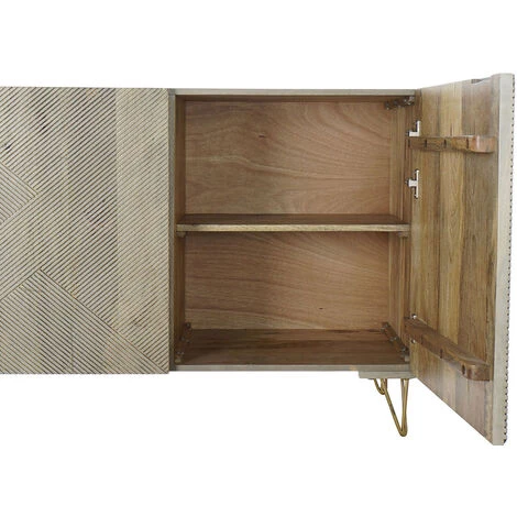 Buffet Meuble De Rangement En Bois De Manguier Et Métal Coloris Gris - Longueur 160 X Hauteur 75 X Profondeur 45 Cm -PEGANE- 3 Buffet Meuble De Rangement En Bois De Manguier Et Métal Coloris Gris - Longueur 160 X Hauteur 75 X Profondeur 45 Cm -PEGANE- – Image 3
