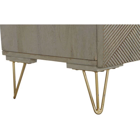 Buffet Meuble De Rangement En Bois De Manguier Et Métal Coloris Gris - Longueur 160 X Hauteur 75 X Profondeur 45 Cm -PEGANE- 4 Buffet Meuble De Rangement En Bois De Manguier Et Métal Coloris Gris - Longueur 160 X Hauteur 75 X Profondeur 45 Cm -PEGANE- – Image 4