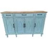 Buffet Meuble De Rangement En Bois Vieilli Bleu Ciel - Longueur 158 X Hauteur 105 X Profondeur 42 Cm -PEGANE-