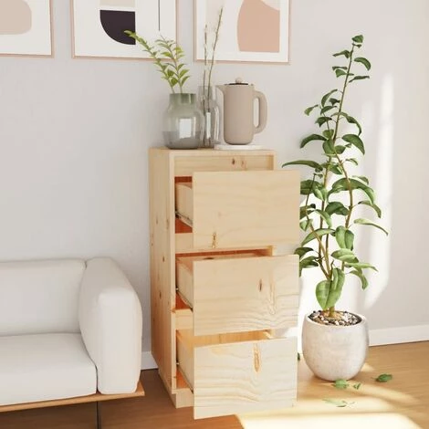 YOUTHUP Buffet 32x34x75 Cm Bois Massif De Pin - Brun 3 YOUTHUP Buffet 32x34x75 Cm Bois Massif De Pin - Brun – Image 3