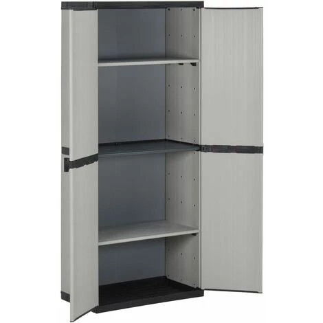 YOUTHUP Armoire De Rangement De Jardin 3 étagères Gris/noir 68x40x168cm - Gris 3 YOUTHUP Armoire De Rangement De Jardin 3 étagères Gris/noir 68x40x168cm - Gris – Image 3